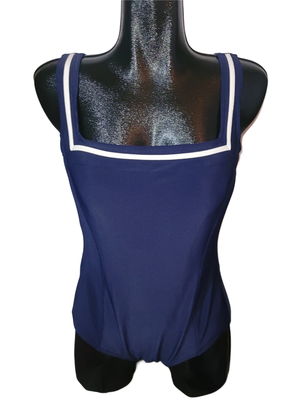 Baltex Navy Blue One-Piece Swimwear with White Trim Size 22W